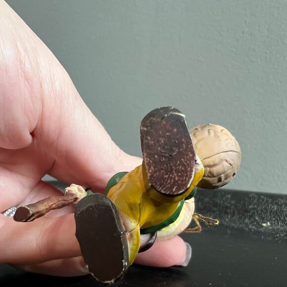 Vintage Boy Walking Stick Basket - Rabbit 3 1/4" Tall Hanging Holiday Ornament - Picture 8 of 8